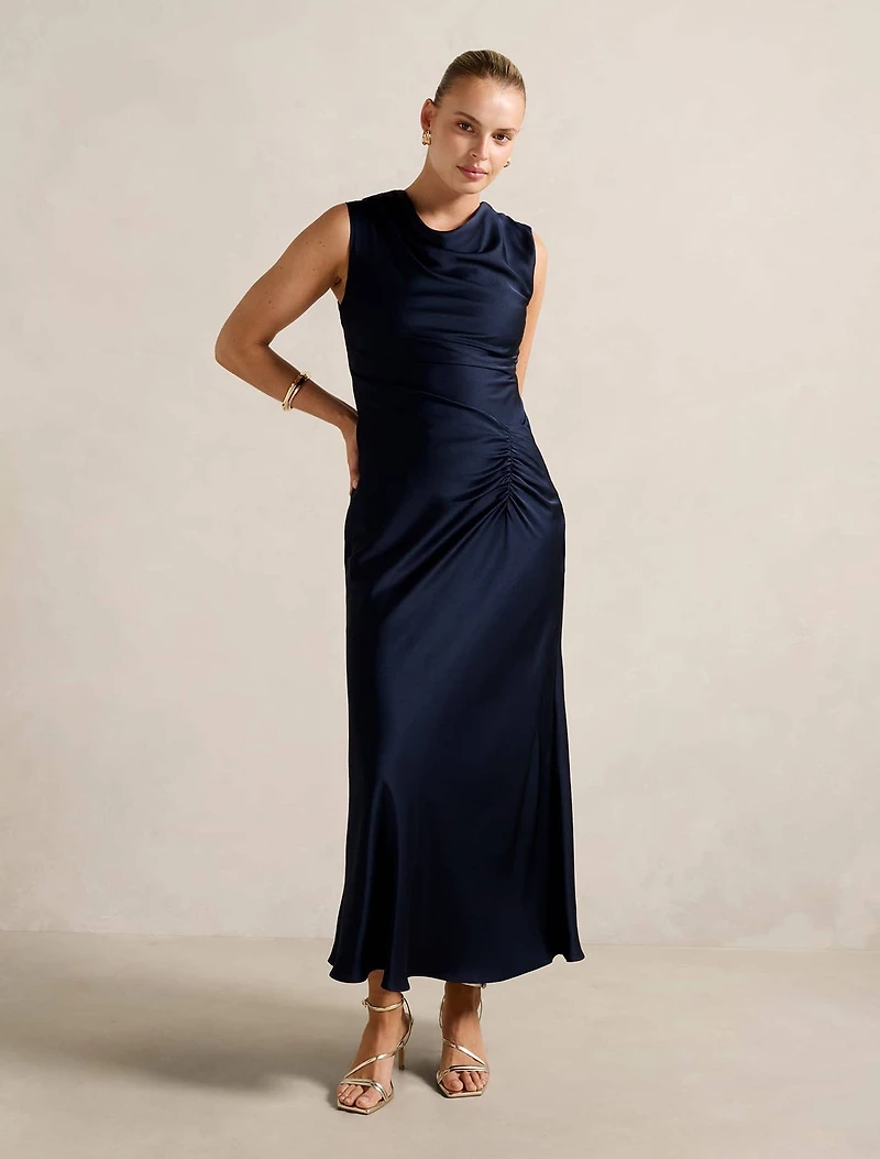 Ava Draped Satin Maxi Dress