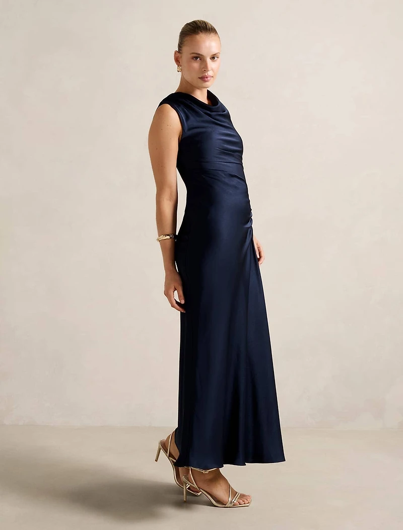 Ava Draped Satin Maxi Dress