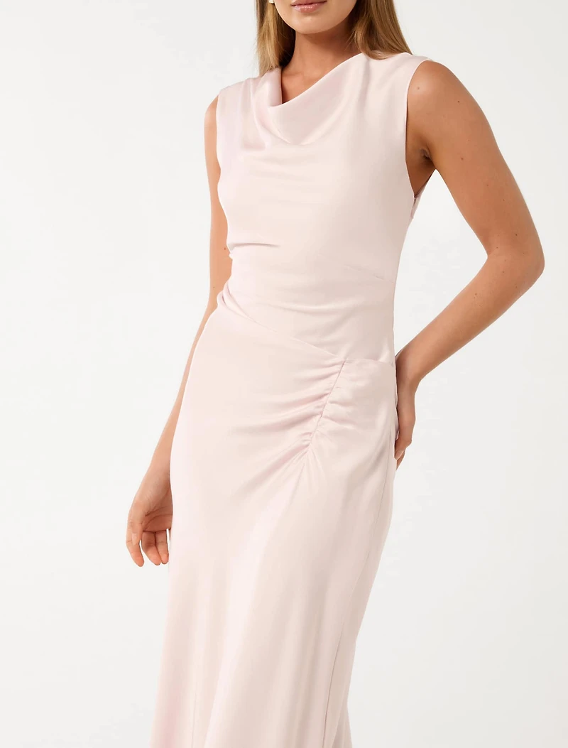 Ava Draped Satin Maxi Dress
