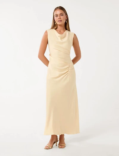 Ava Draped Satin Maxi Dress