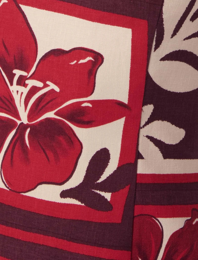 Sasha Strappy Printed Linen Mini Dress