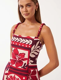Sasha Strappy Printed Linen Mini Dress