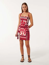 Sasha Strappy Printed Linen Mini Dress
