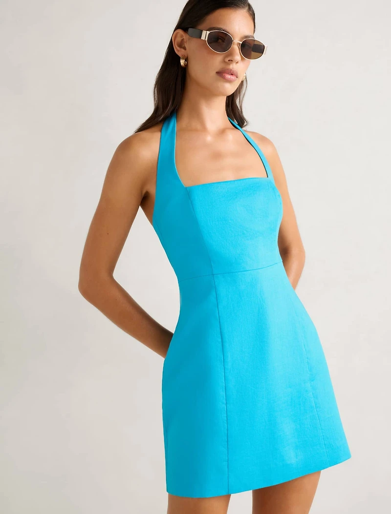 Stevie Halter Neck Linen Mini Dress