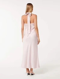 Alice Halter Satin Maxi Dress