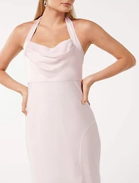 Alice Halter Satin Maxi Dress