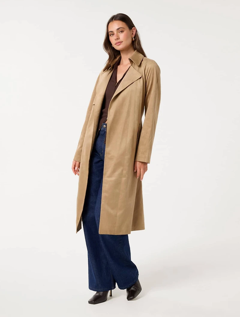 Cass Vegan Suede Trench