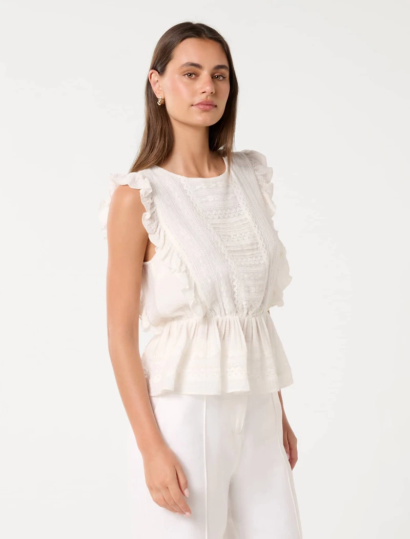 Rose Ruffle Sleeve Top