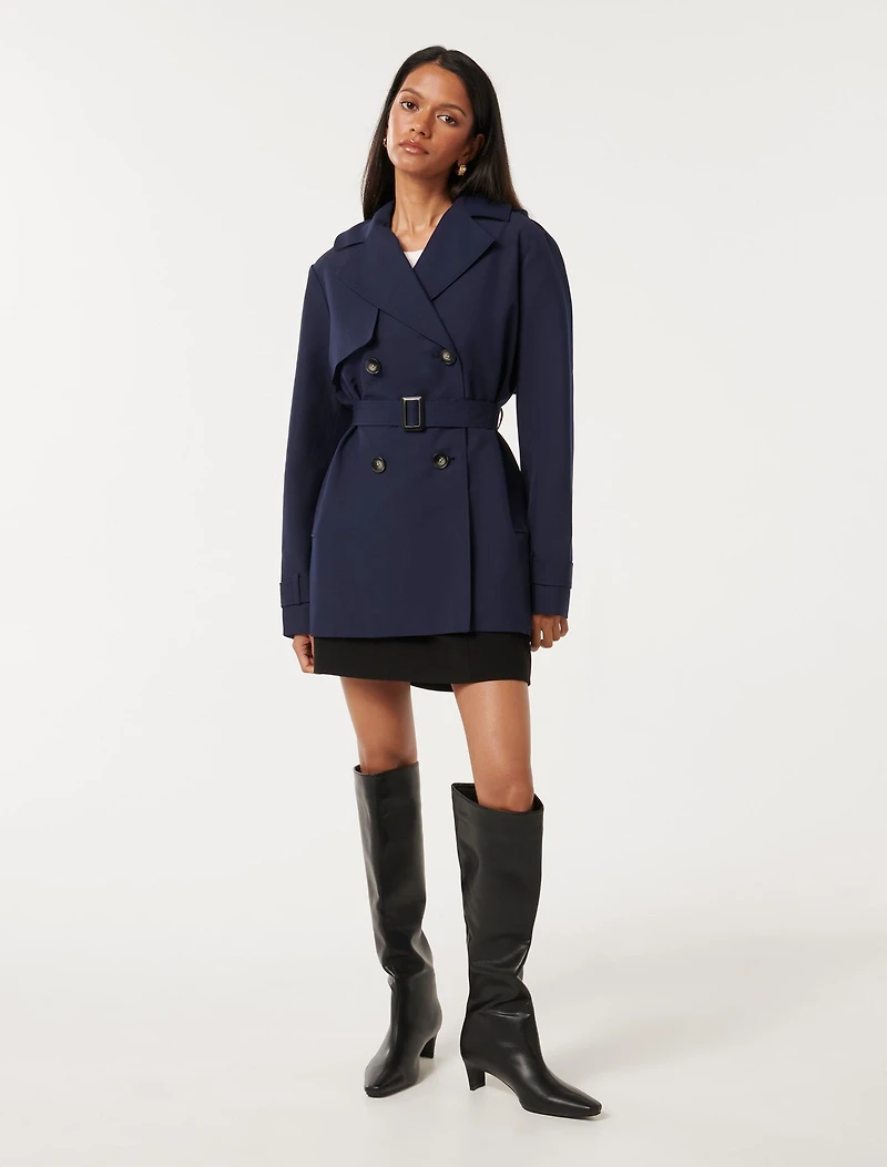Rhea Petite Hooded Water Resistant Trench