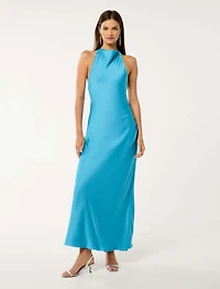 Audrey Satin Backless Maxi Dress