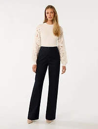 Charlie Woven Sleeve Knit Top