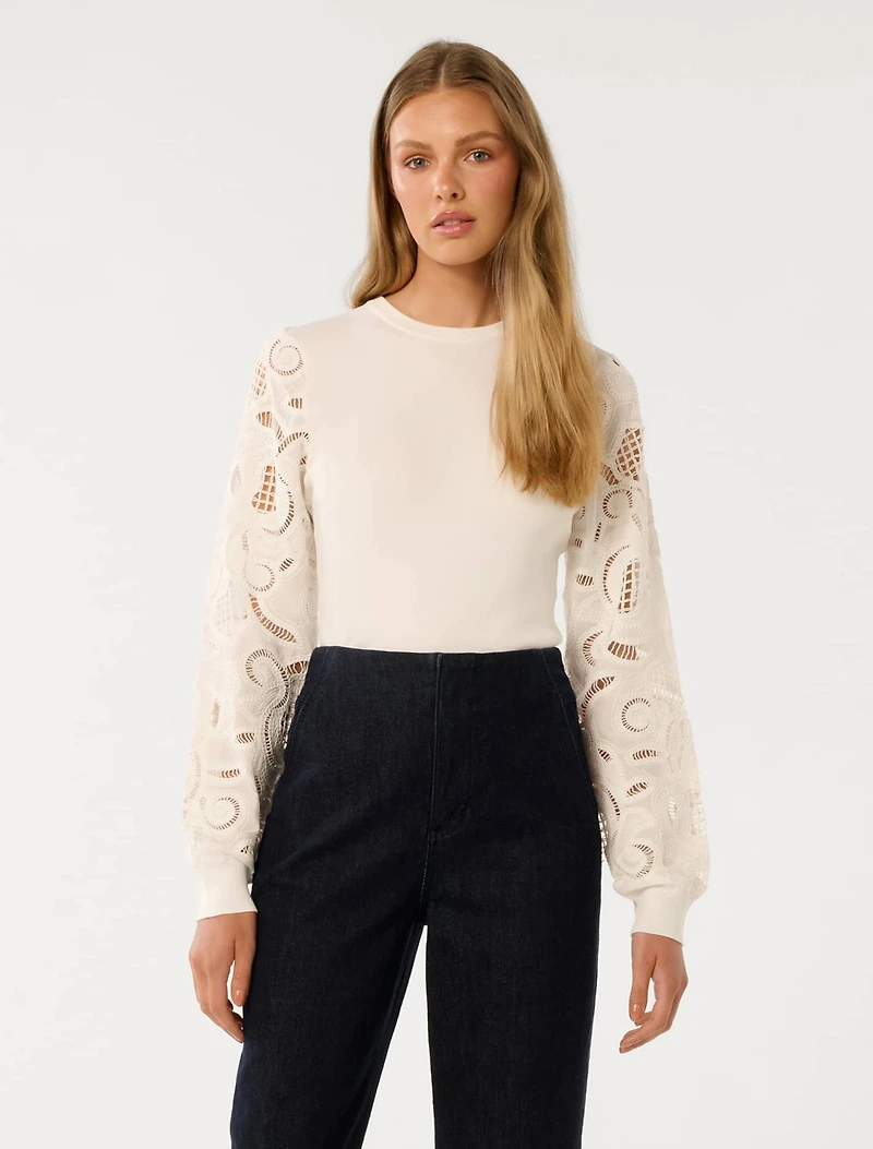 Charlie Woven Sleeve Knit Top