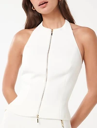 Paris Zip-Front Halter Top