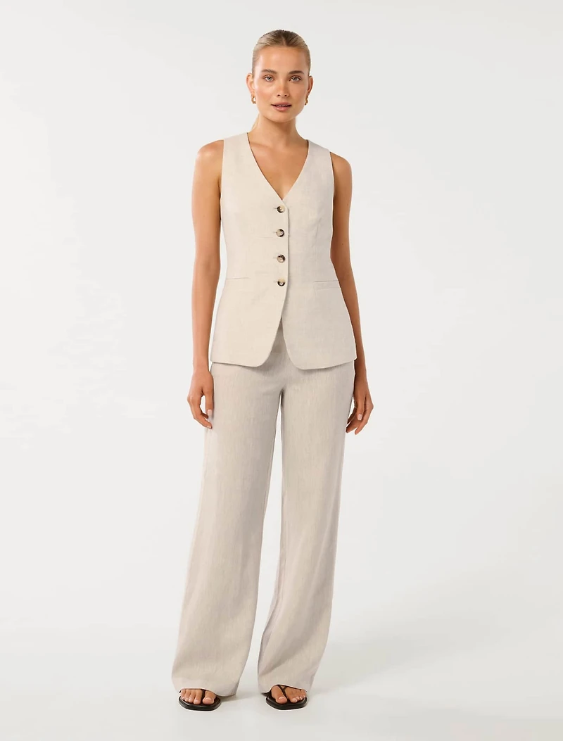 Martha Linen Wide-Leg Pants