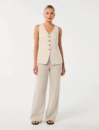 Martha Linen Wide-Leg Pants
