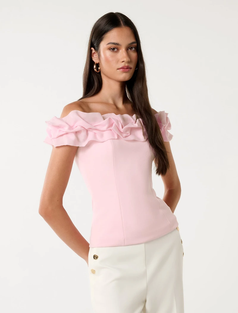Stephanie Ruffle Off-Shoulder Top