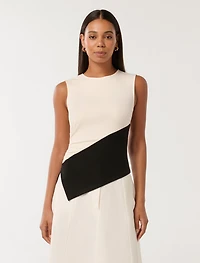 Camryn Two-Tone Asymmetrical Top