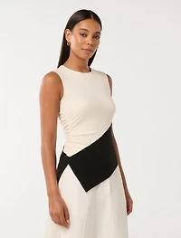 Camryn Two-Tone Asymmetrical Top
