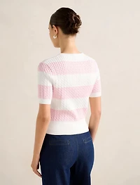 Annika Striped Cable-Knit Top