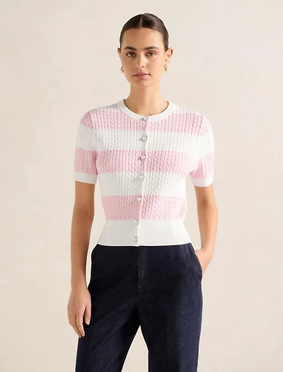Annika Striped Cable-Knit Top