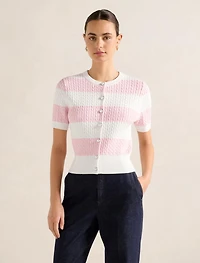 Annika Striped Cable-Knit Top