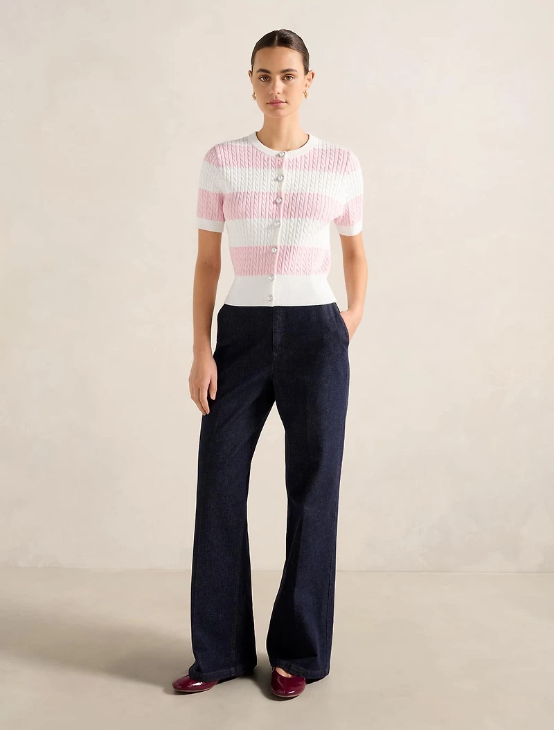 Annika Striped Cable-Knit Top