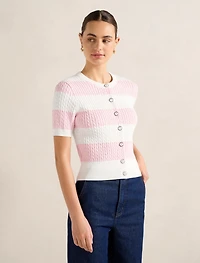 Annika Striped Cable-Knit Top