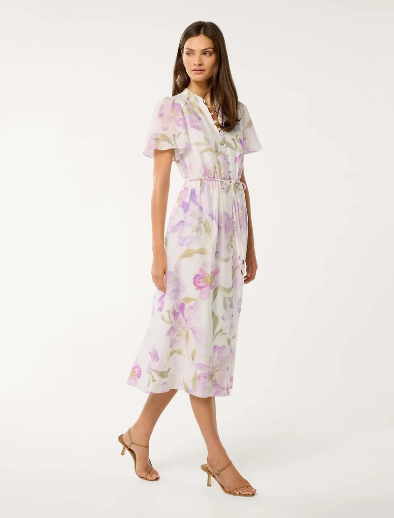 Melissa Flutter Sleeve Shirt Dress