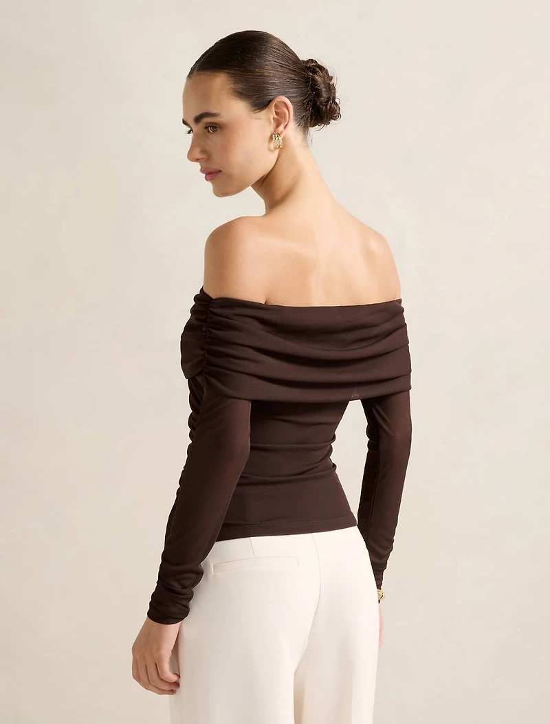 Kaia Mesh Ruched Top