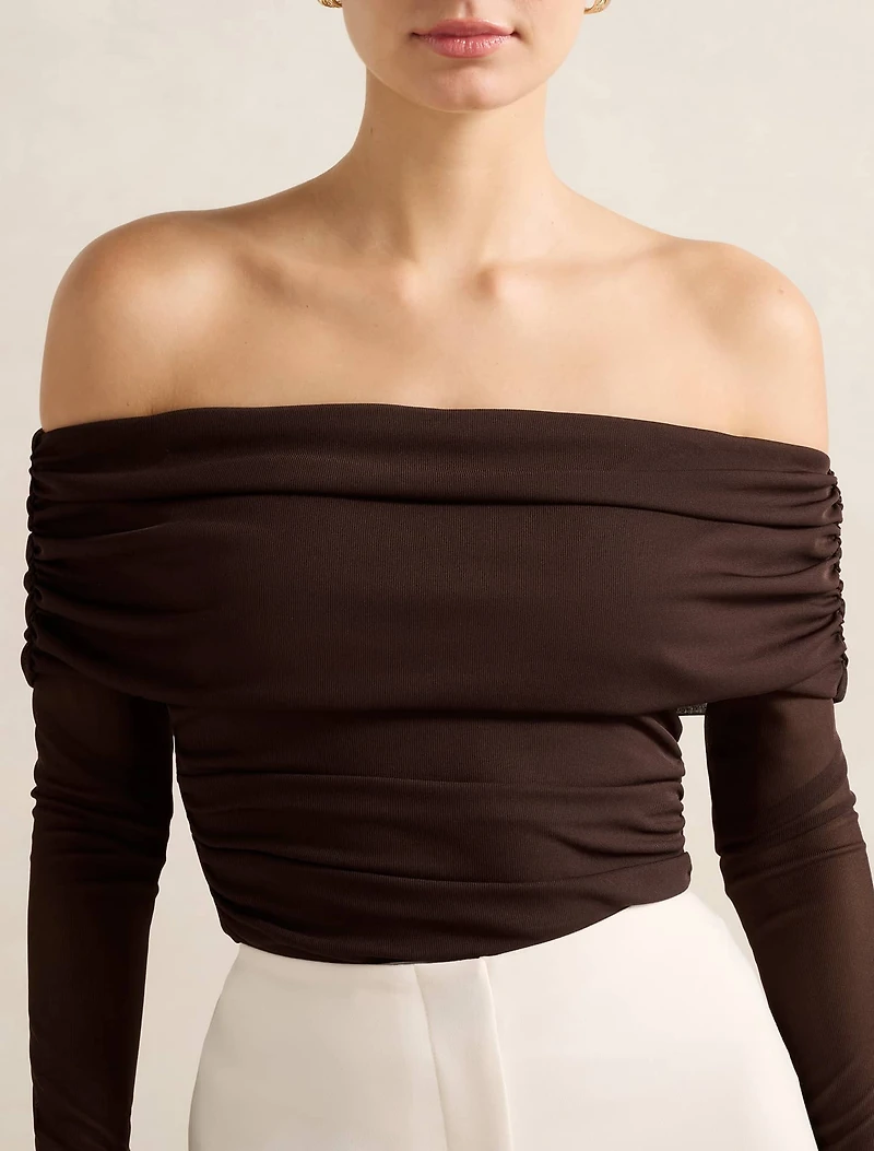 Kaia Mesh Ruched Top