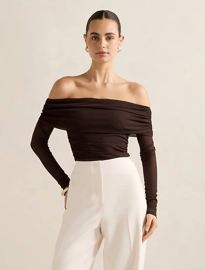 Kaia Mesh Ruched Top