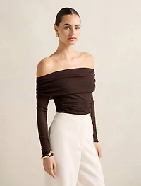 Kaia Mesh Ruched Top