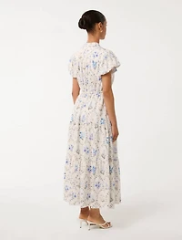 Jacqueline Petite Puff-Sleeve Midi Dress
