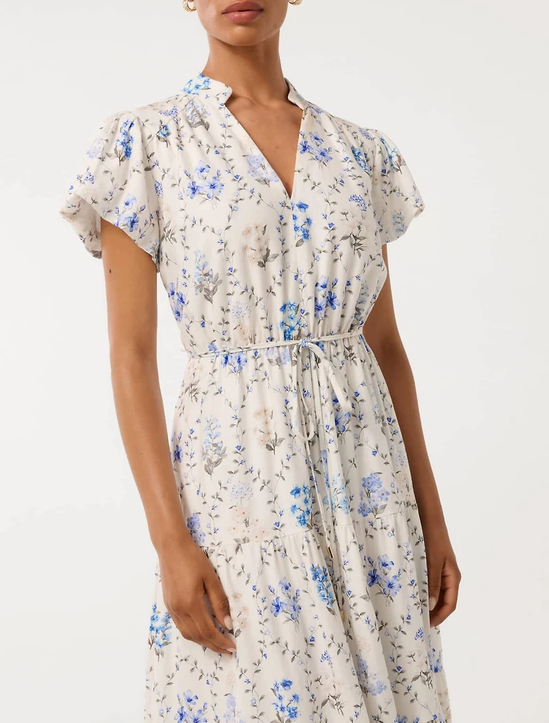 Jacqueline Petite Puff-Sleeve Midi Dress