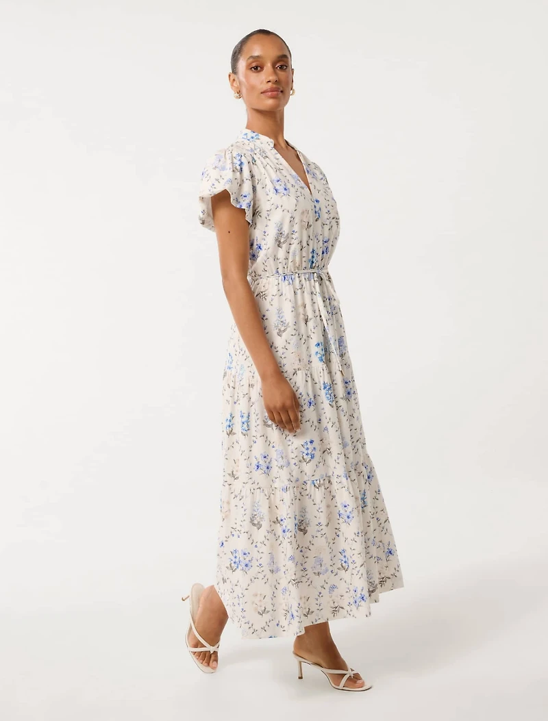 Jacqueline Petite Puff-Sleeve Midi Dress