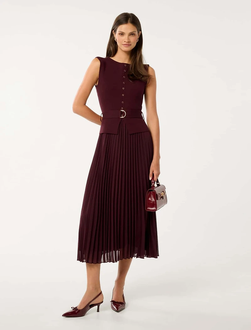 Lelani Pleat Hem Midi Dress