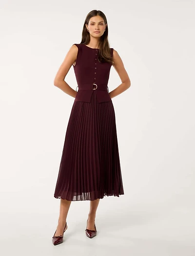 Lelani Pleat Hem Midi Dress