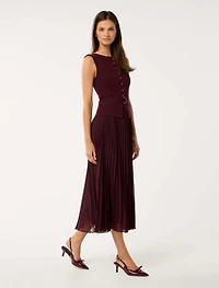 Lelani Pleat Hem Midi Dress