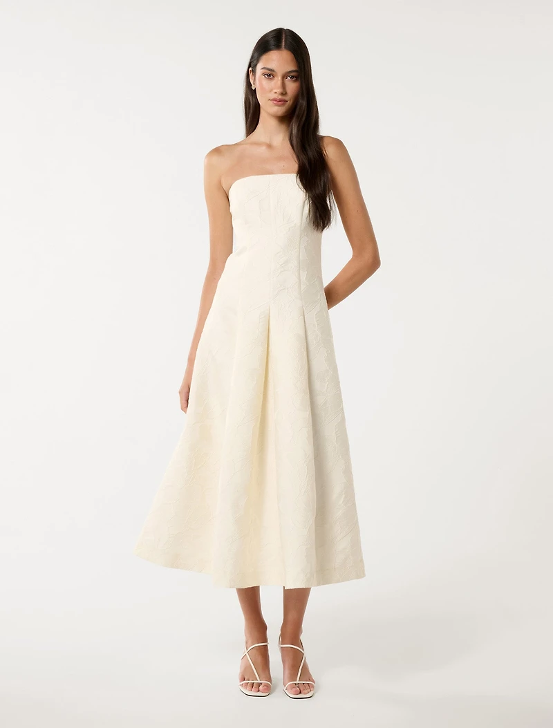 Charlotte Strapless Jacquard Midi