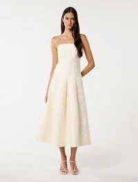 Charlotte Strapless Jacquard Midi