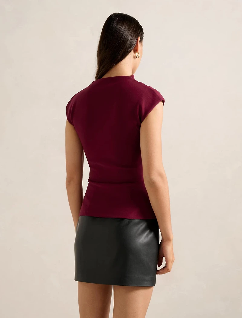 Leenah High-Neck Crepe Top
