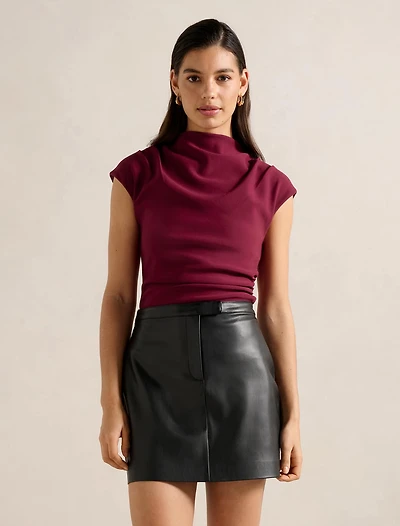 Leenah High-Neck Crepe Top