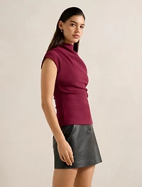 Leenah High-Neck Crepe Top