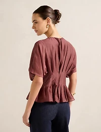Olive Pleated Top