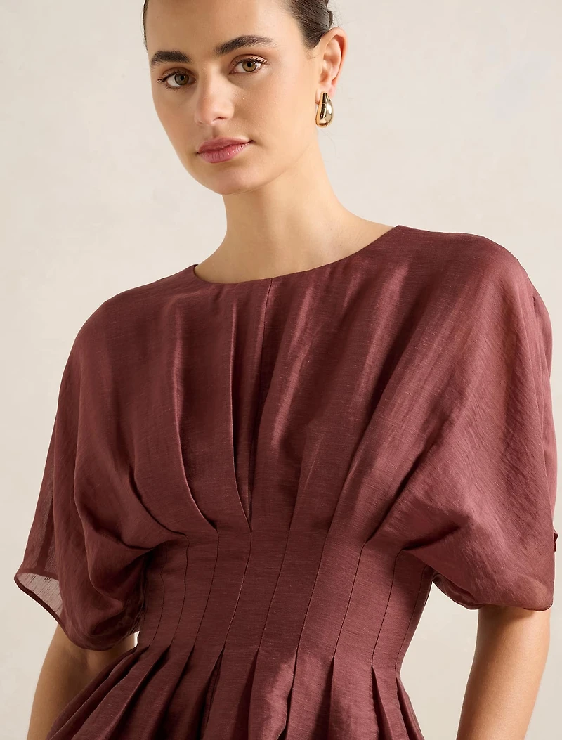 Olive Pleated Top