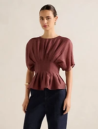 Olive Pleated Top