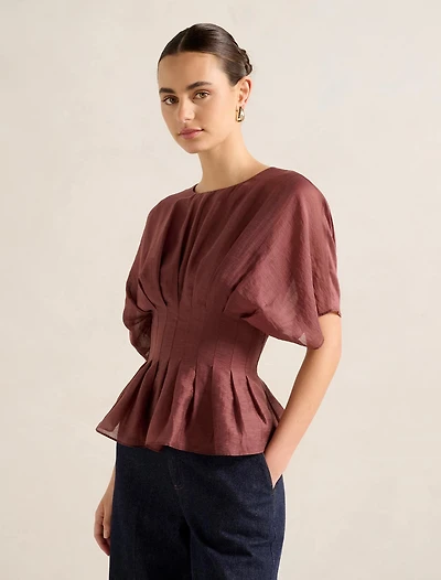 Olive Pleated Top