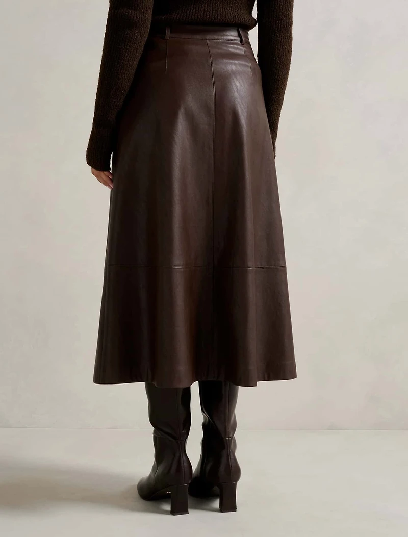 Jaelyn Vegan Leather Midi Skirt