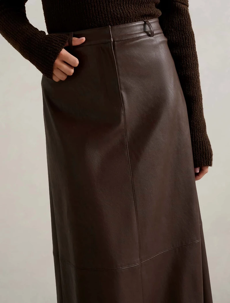 Jaelyn Vegan Leather Midi Skirt