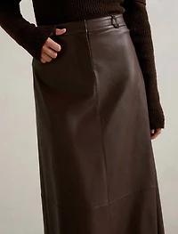 Jaelyn Vegan Leather Midi Skirt